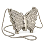 Silver butterfly mini clutch with chain strap